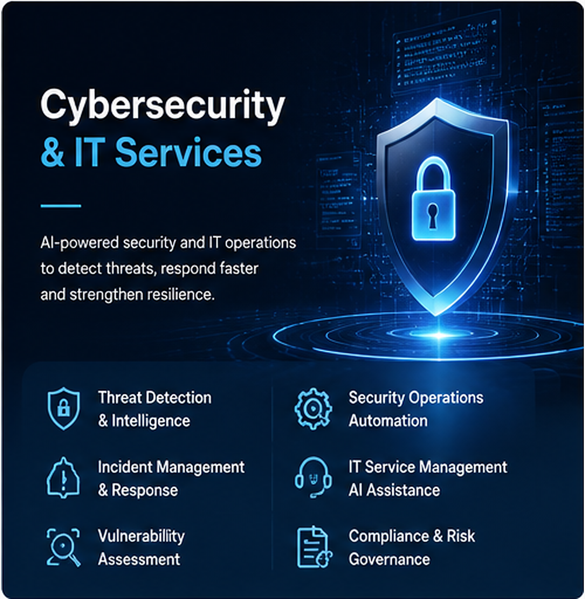 Illustration representing AI-enabled operations in Cybersecurity & IT Services